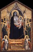 GIOTTO di Bondone Throning God mother with the child oil on canvas